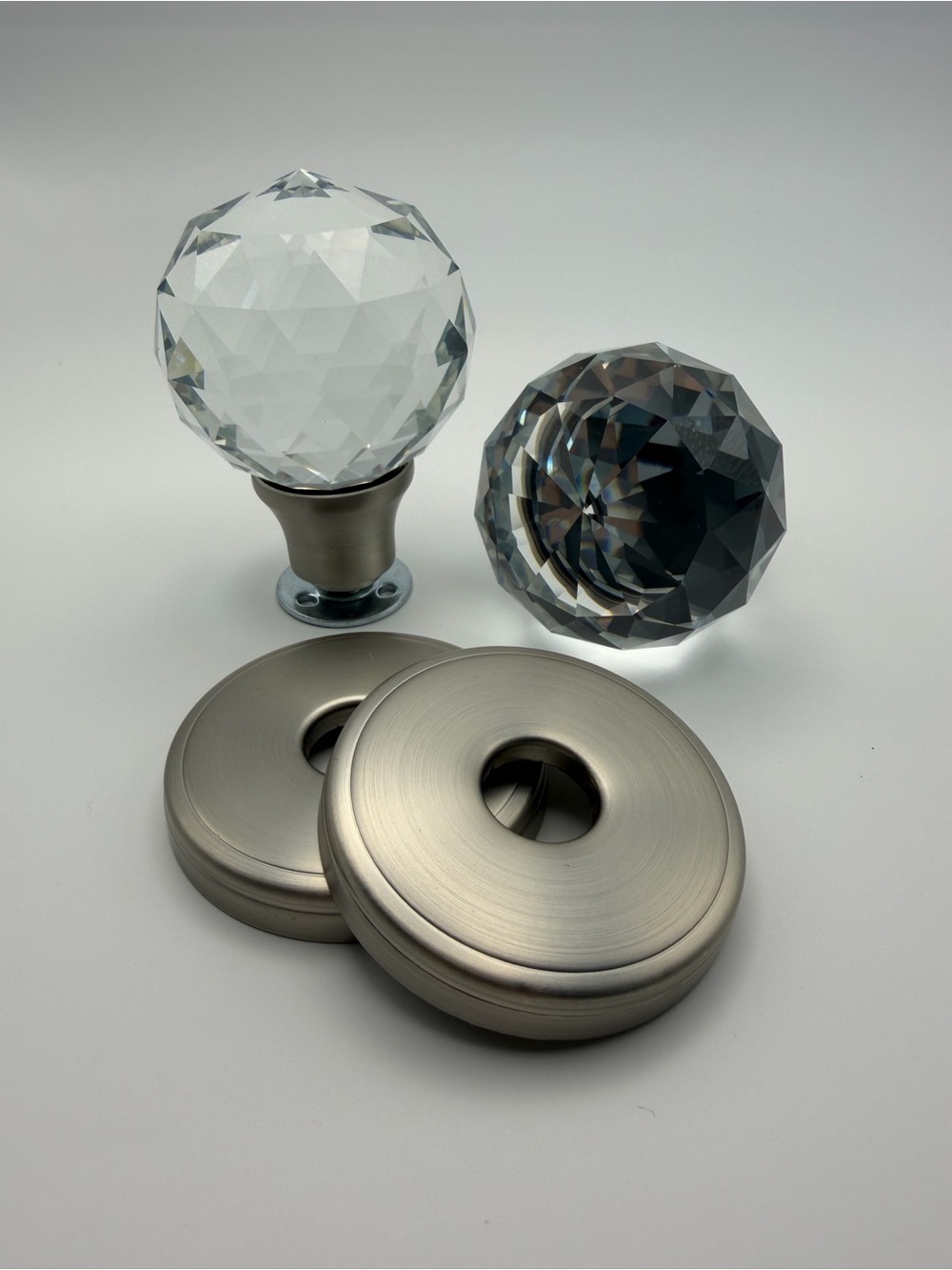 2 Pack Single Side Crystal Glass Dummy Doorknobs